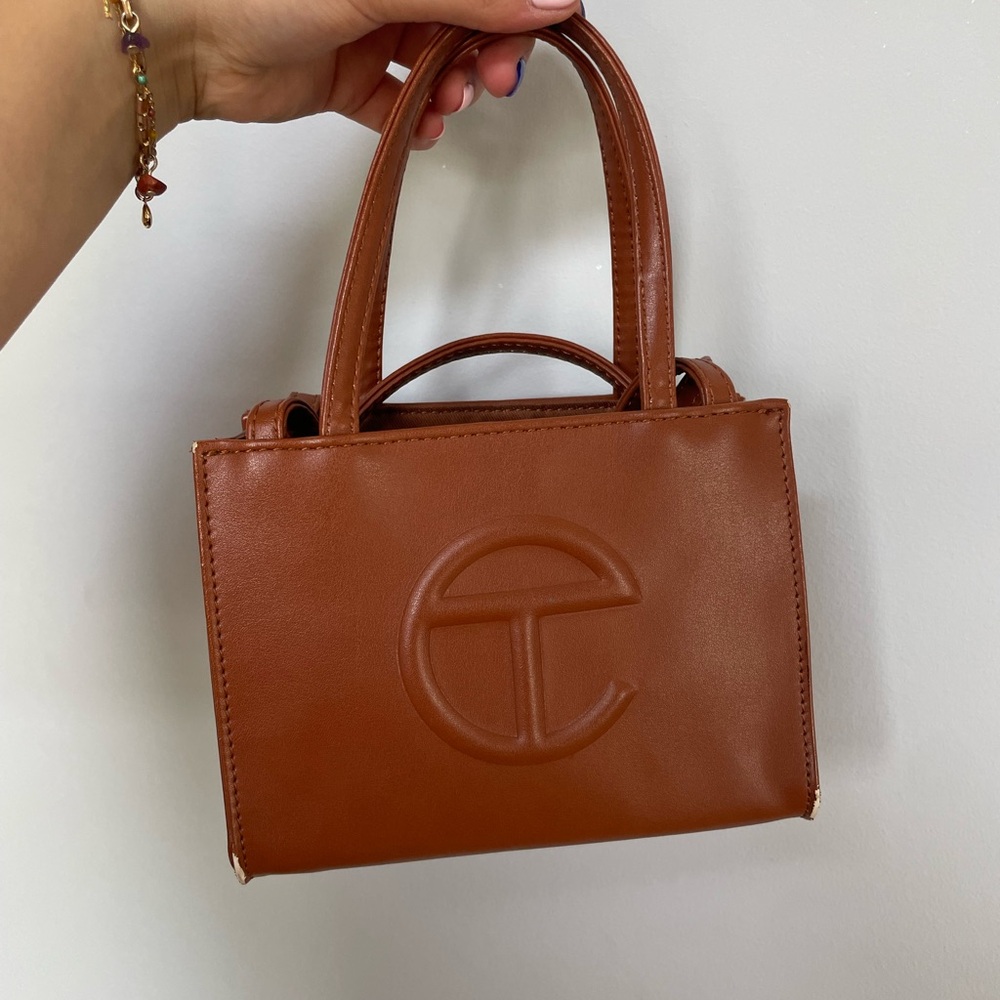 Telfar Brown Mini Bag with Embossed Logo
